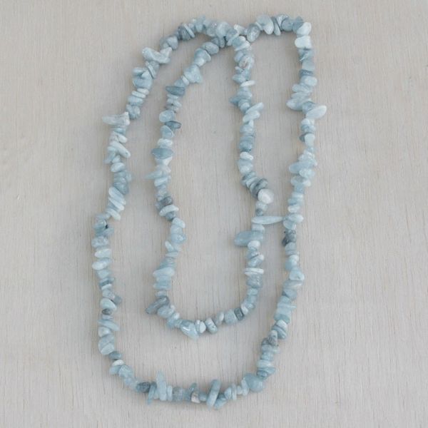 Alternate image for Natural Aquamarine Beaded Necklace from Brazil Aqua Infatuation