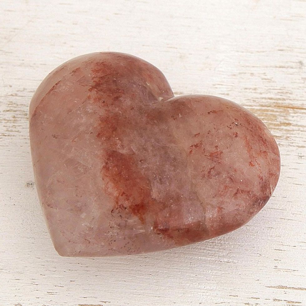 Red Hematoid Quartz Heart Sculpture from Brazil 'Fiery Heart'