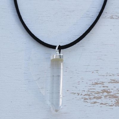 Alternate image for Clear Quartz Obelisk on Adjustable Cord Pendant Necklace Powerful Crystalline Essence