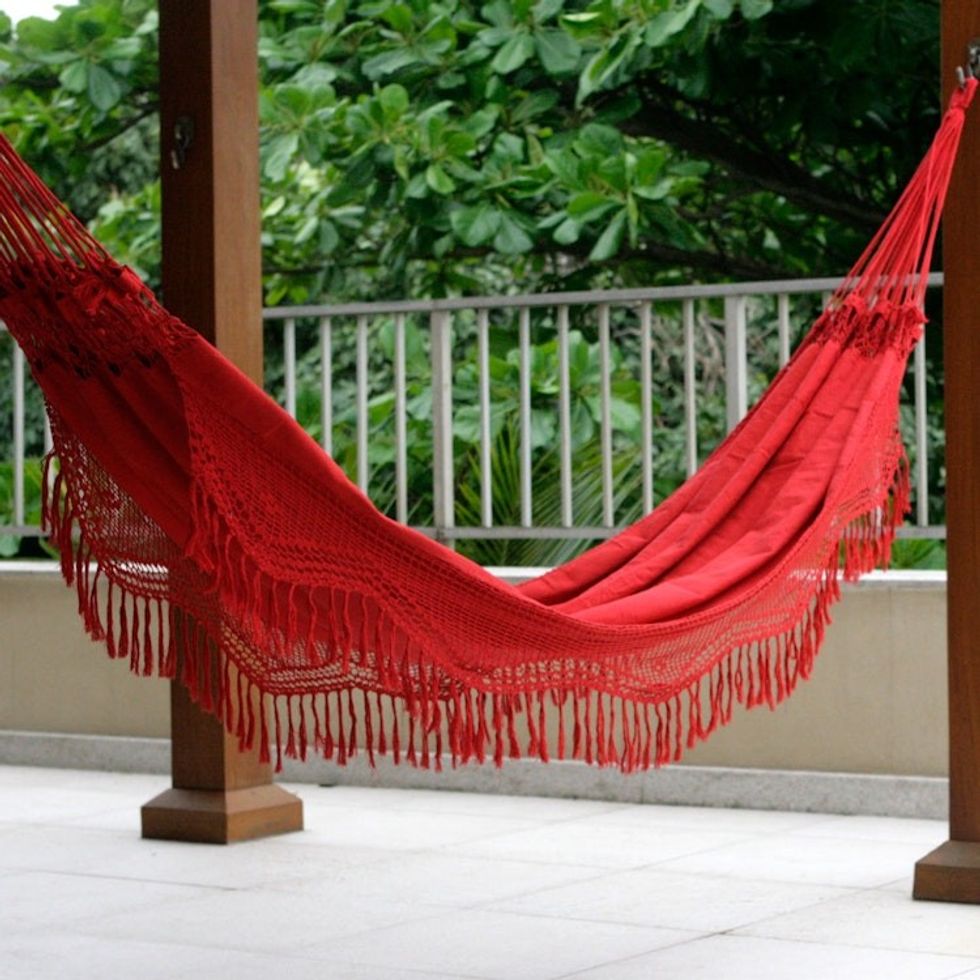 Brazilian Cotton Hammock Double 'Red Rio Sensation'