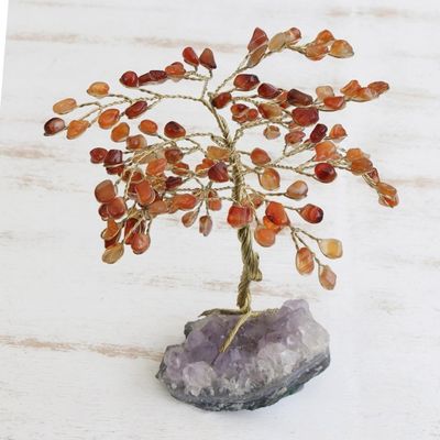Alternate image for Handmade Carnelian Gemstone Tree Crafted in Brazil Mystical Tree