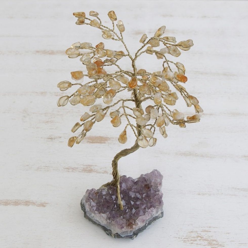 Handmade Citrine Gemstone Tree Crafted in Brazil 'Mystical Tree'