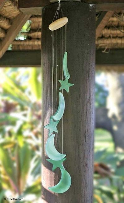 Alternate image for Artisan Crafted Agate Wind Chimes Moon and Stars