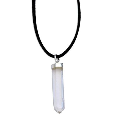 Alternate image for Clear Quartz Obelisk on Adjustable Cord Pendant Necklace Powerful Crystalline Essence
