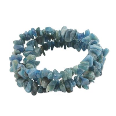 Alternate image for Set of Three Aquamarine Beaded Stretch Bracelets from Brazil Naturally Aqua