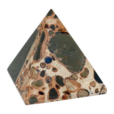 Alternate image for Handcrafted Leopardite Pyramid Sculpture from Brazil Energies of the World