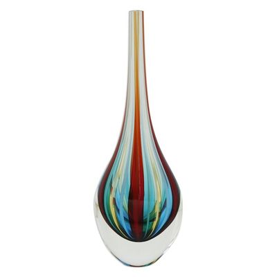 Alternate image for Murano Inspired Handblown Brazilian Teardrop Art Glass Vase Circus
