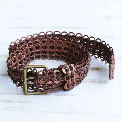 Alternate image for Handcrafted Upcycled Soda Pop-Top Belt in Redwood Redwood Confidence