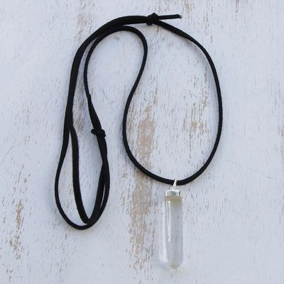 Alternate image for Clear Quartz Obelisk on Adjustable Cord Pendant Necklace Powerful Crystalline Essence