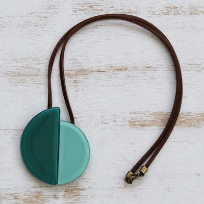 Alternate image for Azure and Sea Green Glass Pendant Necklace Smooth Seas