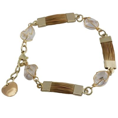 Alternate image for Golden Grass and Clear Quartz Link Bracelet Grassland