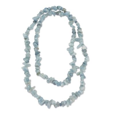 Alternate image for Natural Aquamarine Beaded Necklace from Brazil Aqua Infatuation