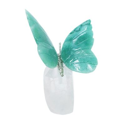 Alternate image for Handcrafted Green Quartz Butterfly Sculpture from Brazil Spring Wings