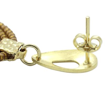 Alternate image for Artisan Crafted Rhinestone and Golden Grass Dangle Earrings Intertwined Circles