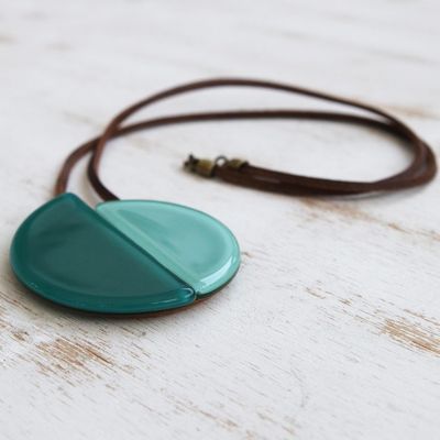 Alternate image for Azure and Sea Green Glass Pendant Necklace Smooth Seas