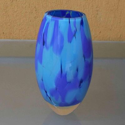 Alternate image for Unique Murano Inspired Glass Vase In Shades of Blue Colors of the Sky