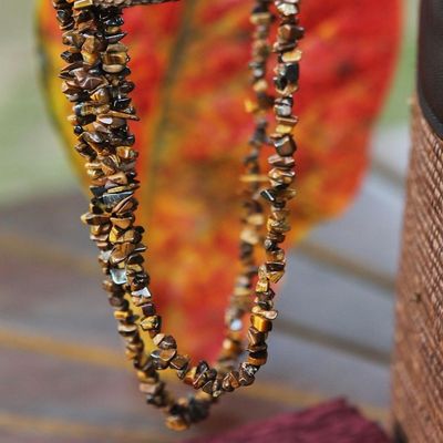 Alternate image for Artisan Crafted Brazilian Tigers Eye Beaded Long Necklace Wonders