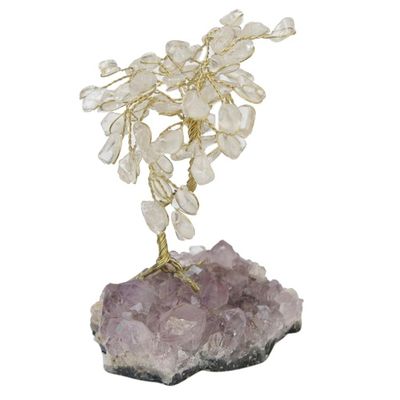 Alternate image for Quartzand Amethyst Gemstone Tree Sculpture from Brazil Little Tree