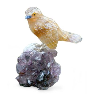 Alternate image for Handcrafted Gemstone Sterling Silver Bird Sculpture Beloved Canary