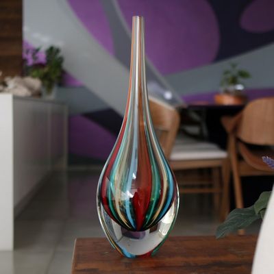 Alternate image for Murano Inspired Handblown Brazilian Teardrop Art Glass Vase Circus