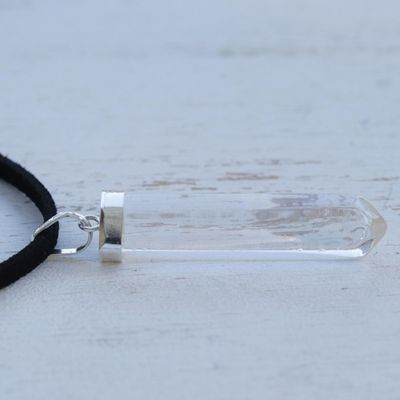 Alternate image for Clear Quartz Obelisk on Adjustable Cord Pendant Necklace Powerful Crystalline Essence