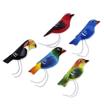 Alternate image for Set of 5 Brazilian Bird Ornaments for Display Birds in My Garden