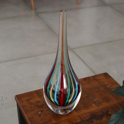 Alternate image for Murano Inspired Handblown Brazilian Teardrop Art Glass Vase Circus