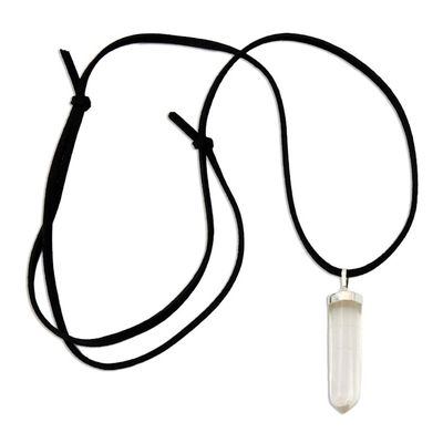 Alternate image for Clear Quartz Obelisk on Adjustable Cord Pendant Necklace Powerful Crystalline Essence