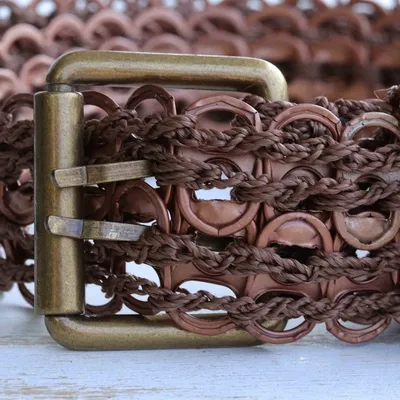 Alternate image for Handcrafted Upcycled Soda Pop-Top Belt in Redwood Redwood Confidence