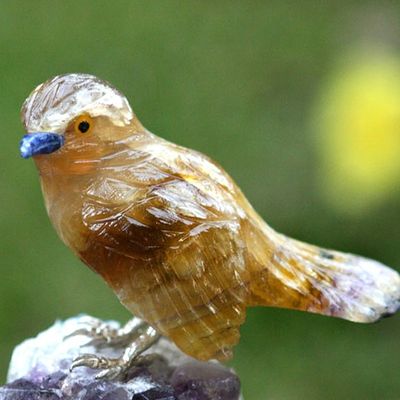 Alternate image for Handcrafted Gemstone Sterling Silver Bird Sculpture Beloved Canary