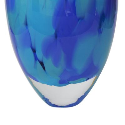 Alternate image for Unique Murano Inspired Glass Vase In Shades of Blue Colors of the Sky