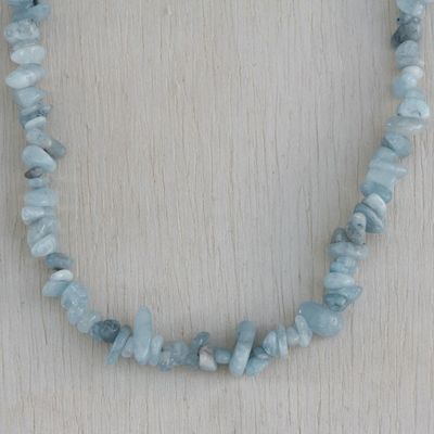 Alternate image for Natural Aquamarine Beaded Necklace from Brazil Aqua Infatuation