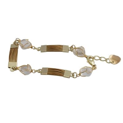 Alternate image for Golden Grass and Clear Quartz Link Bracelet Grassland