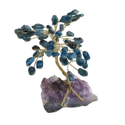 Alternate image for Apatite Gemstone Tree with an Amethyst Base from Brazil Oceanic Leaves