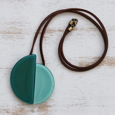 Alternate image for Azure and Sea Green Glass Pendant Necklace Smooth Seas