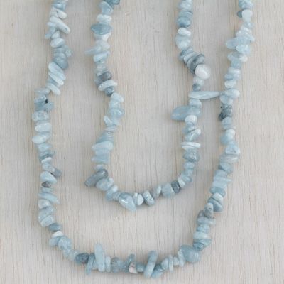 Alternate image for Natural Aquamarine Beaded Necklace from Brazil Aqua Infatuation