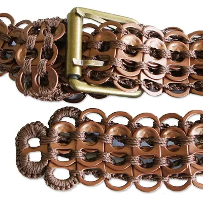 Alternate image for Handcrafted Upcycled Soda Pop-Top Belt in Redwood Redwood Confidence