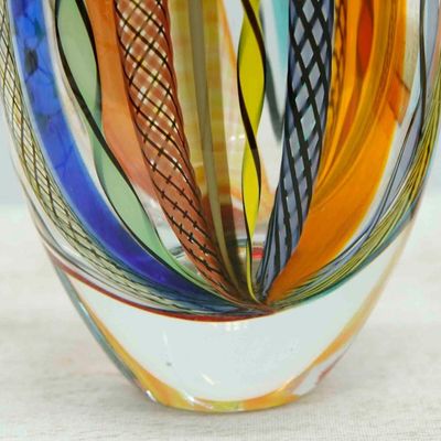 Alternate image for Handblown Murano-Inspired Oval Art Vase in a Vibrant Palette Carnival Cosmos