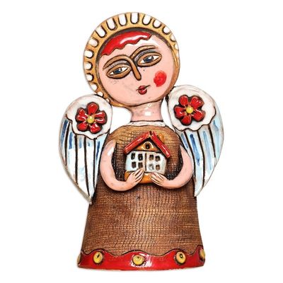 Alternate image for Angel-Themed Handcrafted Painted Ceramic Sculpture Blessed Home
