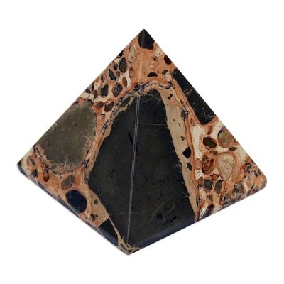 Alternate image for Handcrafted Leopardite Pyramid Sculpture from Brazil Energies of the World