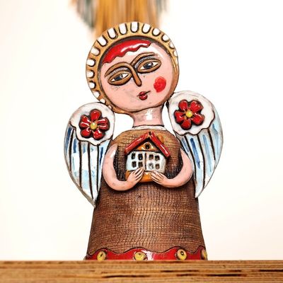 Alternate image for Angel-Themed Handcrafted Painted Ceramic Sculpture Blessed Home