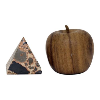 Alternate image for Handcrafted Leopardite Pyramid Sculpture from Brazil Energies of the World