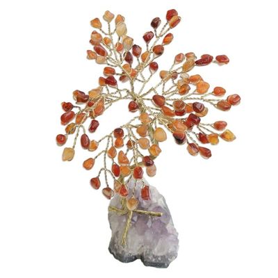 Alternate image for Handmade Carnelian Gemstone Tree Crafted in Brazil Mystical Tree