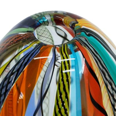 Alternate image for Handblown Murano-Inspired Oval Art Vase in a Vibrant Palette Carnival Cosmos
