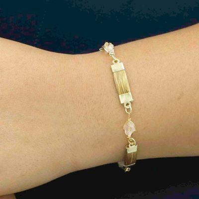 Alternate image for Golden Grass and Clear Quartz Link Bracelet Grassland