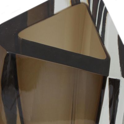 Alternate image for Triangular Art Glass Vase from Brazil 15 Inch Smoky Triangle