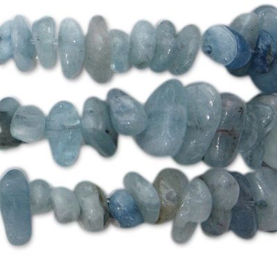 Alternate image for Set of Three Aquamarine Beaded Stretch Bracelets from Brazil Naturally Aqua