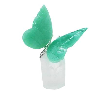 Alternate image for Handcrafted Green Quartz Butterfly Sculpture from Brazil Spring Wings