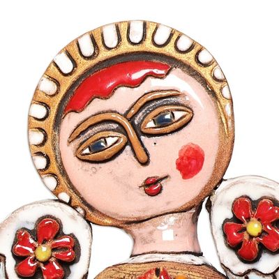 Alternate image for Angel-Themed Handcrafted Painted Ceramic Sculpture Blessed Home