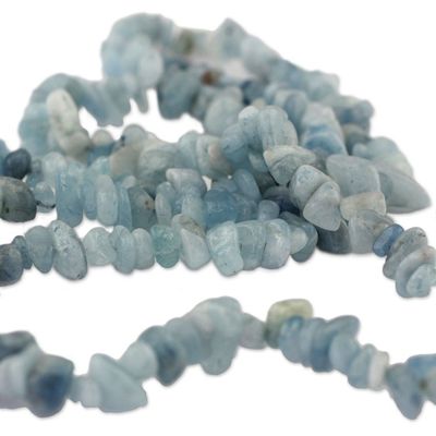 Alternate image for Natural Aquamarine Beaded Necklace from Brazil Aqua Infatuation